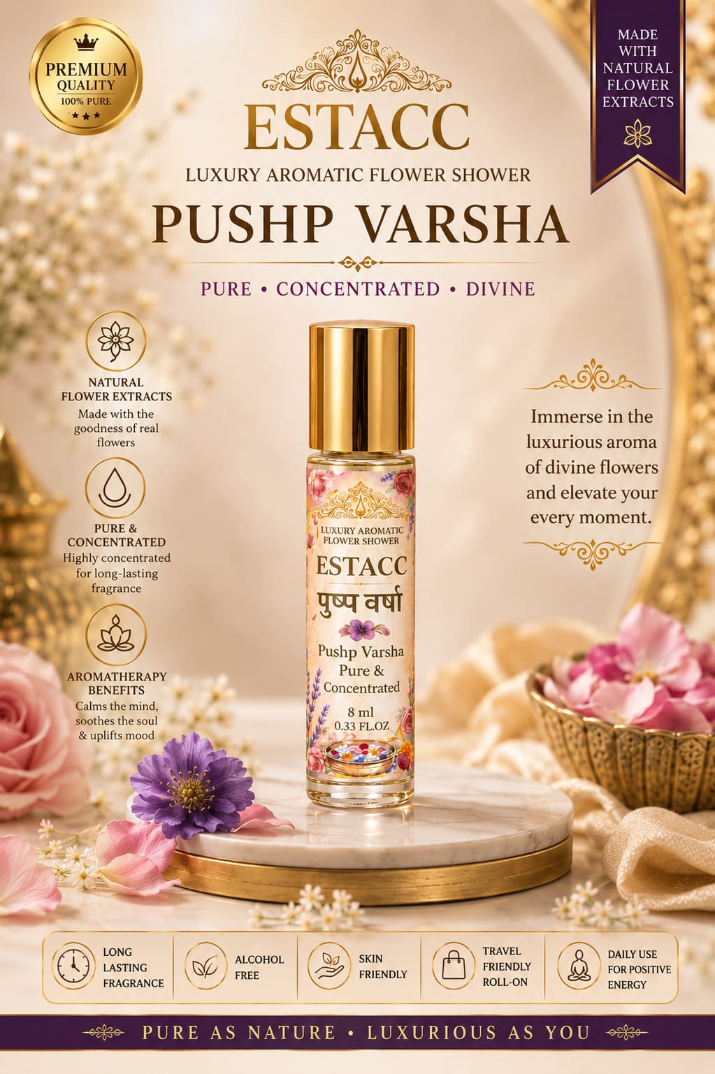 ESTACC Pushp Varsha Attar Roll On 8ml ESTACC Pushp Varsha Attar Roll On 8ml